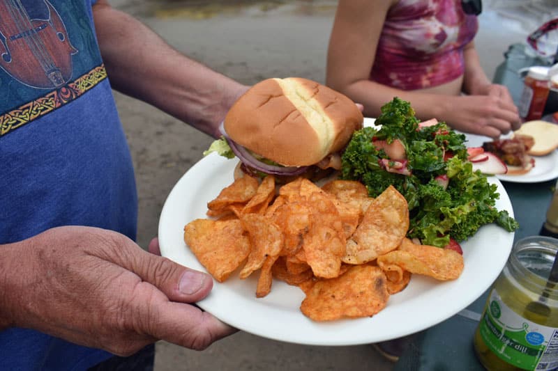 OARS River Recipe: Bison Burgers with a Strawberry Kale Salad