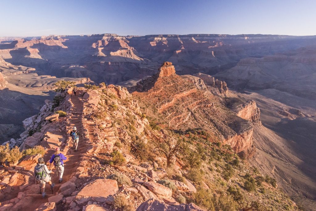 Hiking into the Grand Canyon along the North Kaibab Trail