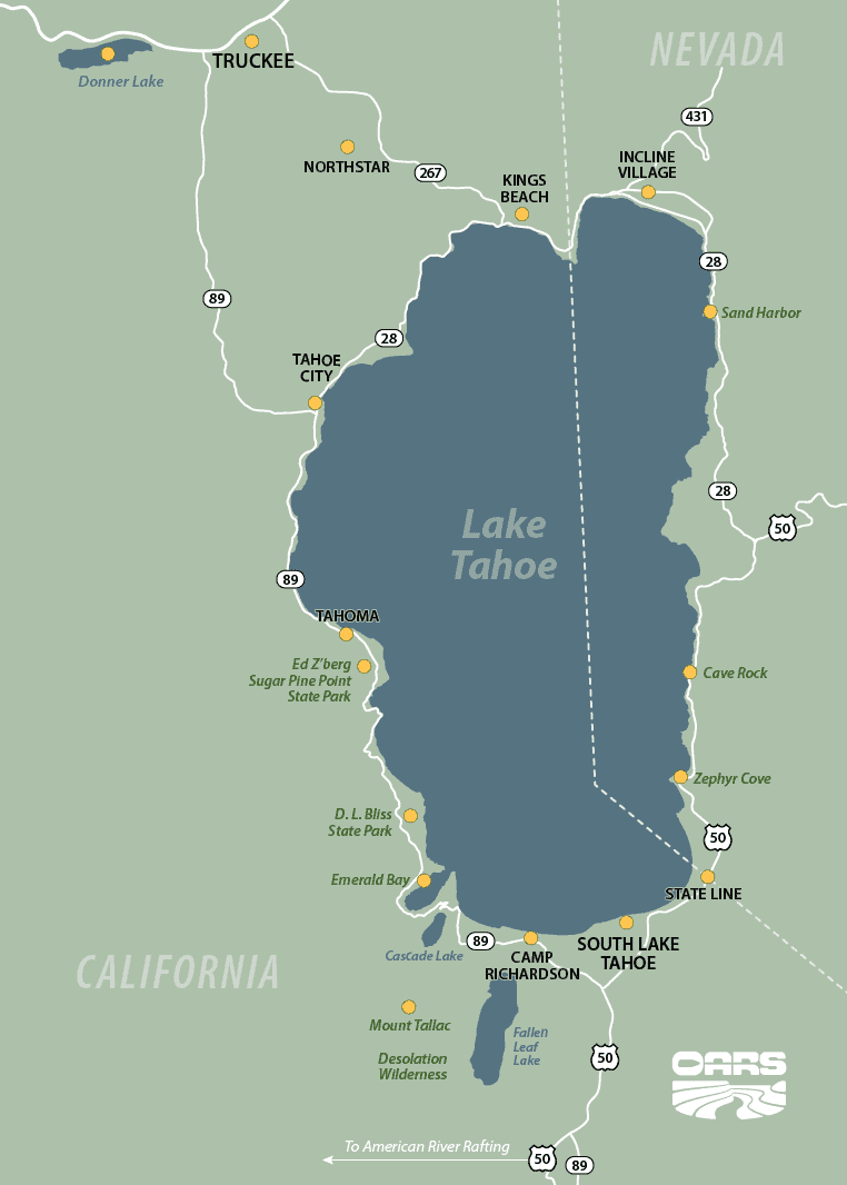 Lake Tahoe summer itinerary map