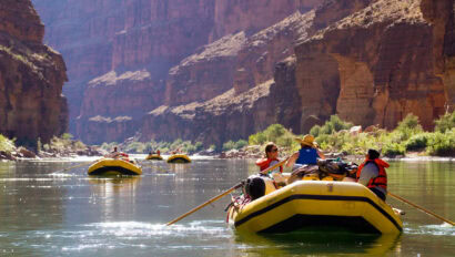 Four OARS rafts in Grand Canyon