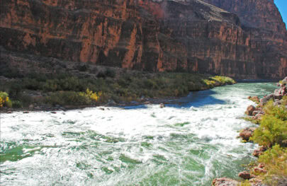 A view of Lava Falls from above the river right in Grand Canyon