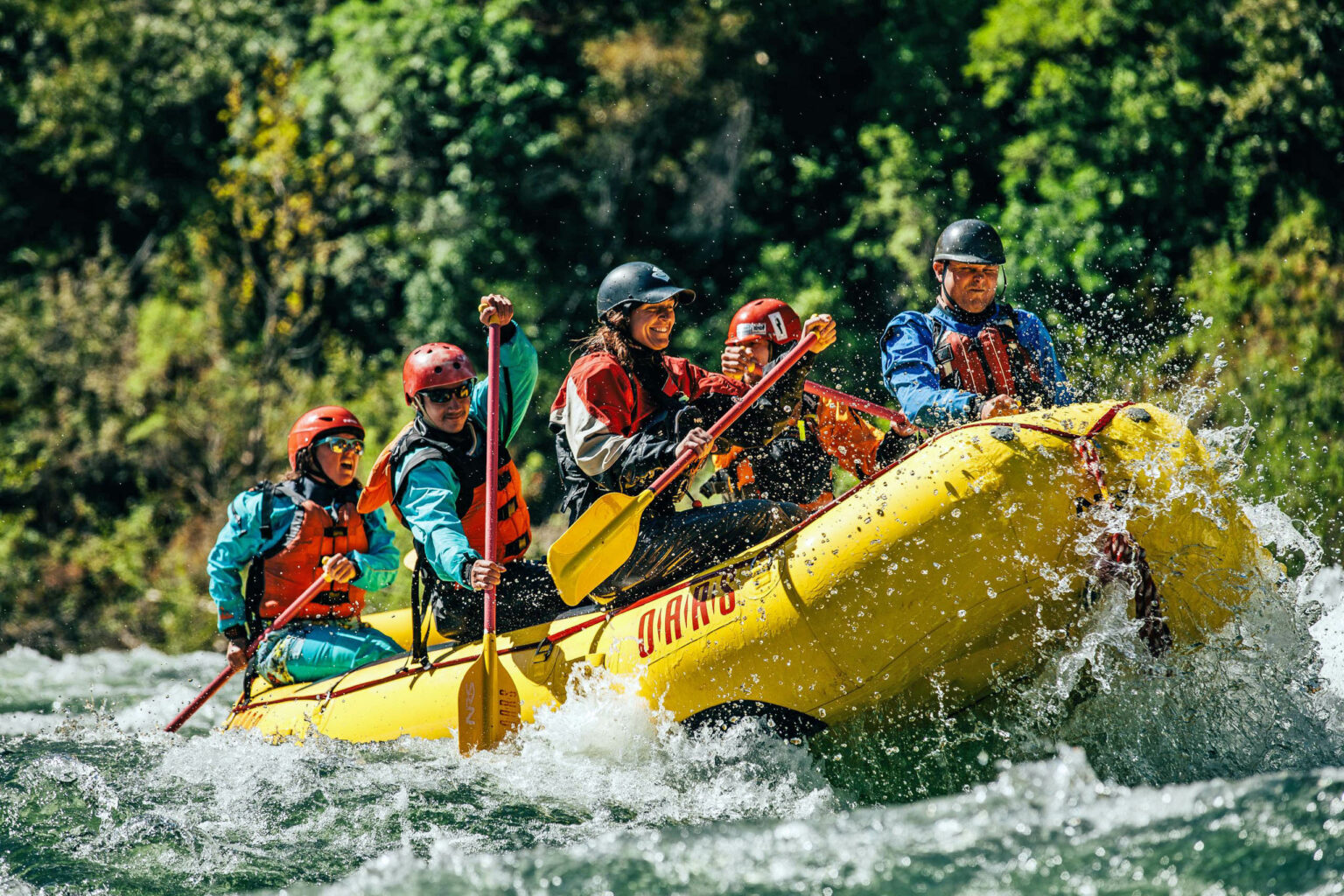 Guides on a raft.