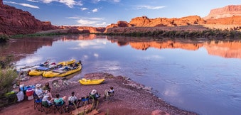 OARS rafts and camping on the bank of the Colorado River