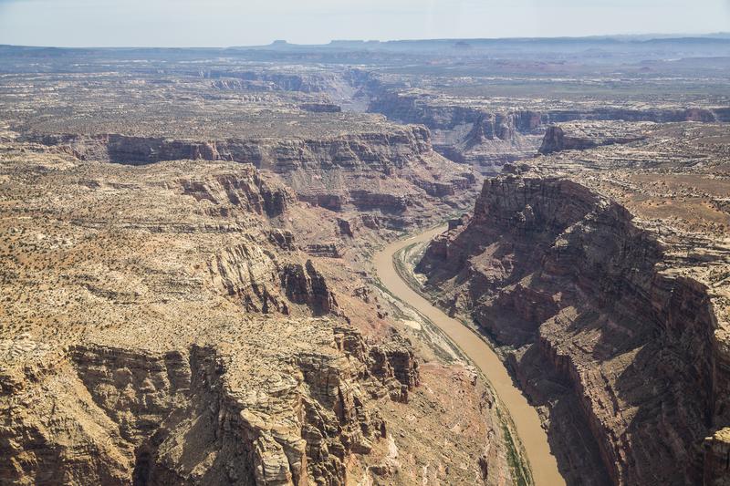 Aerial photo of the Colorado River Basin from flight from Hite to Moab 