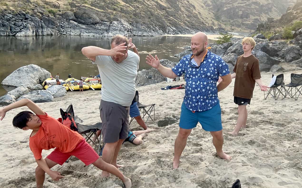 OARS Snake River rafting guests playing a game of 